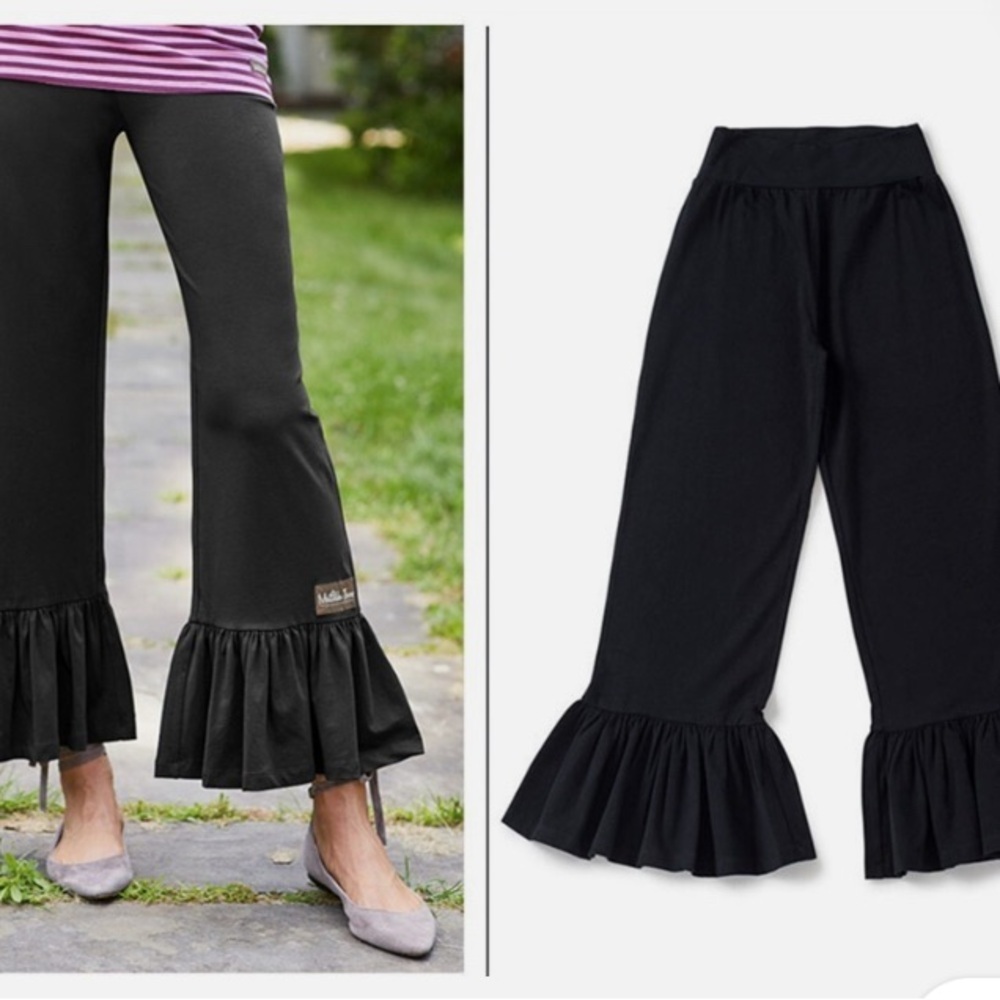 Matilda Jane Beatrice Big Ruffle Black Cotton Pants size S